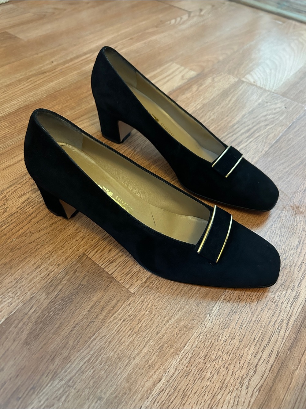 Black Salvatore Ferragamo heels